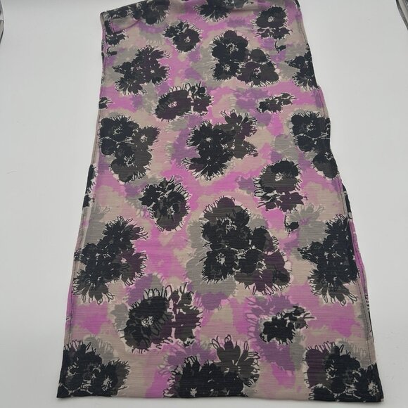 Purple Gray Black Floral Infinity Scarf Sheer Chiffon Style Handmade 58” Loop - Picture 4 of 8